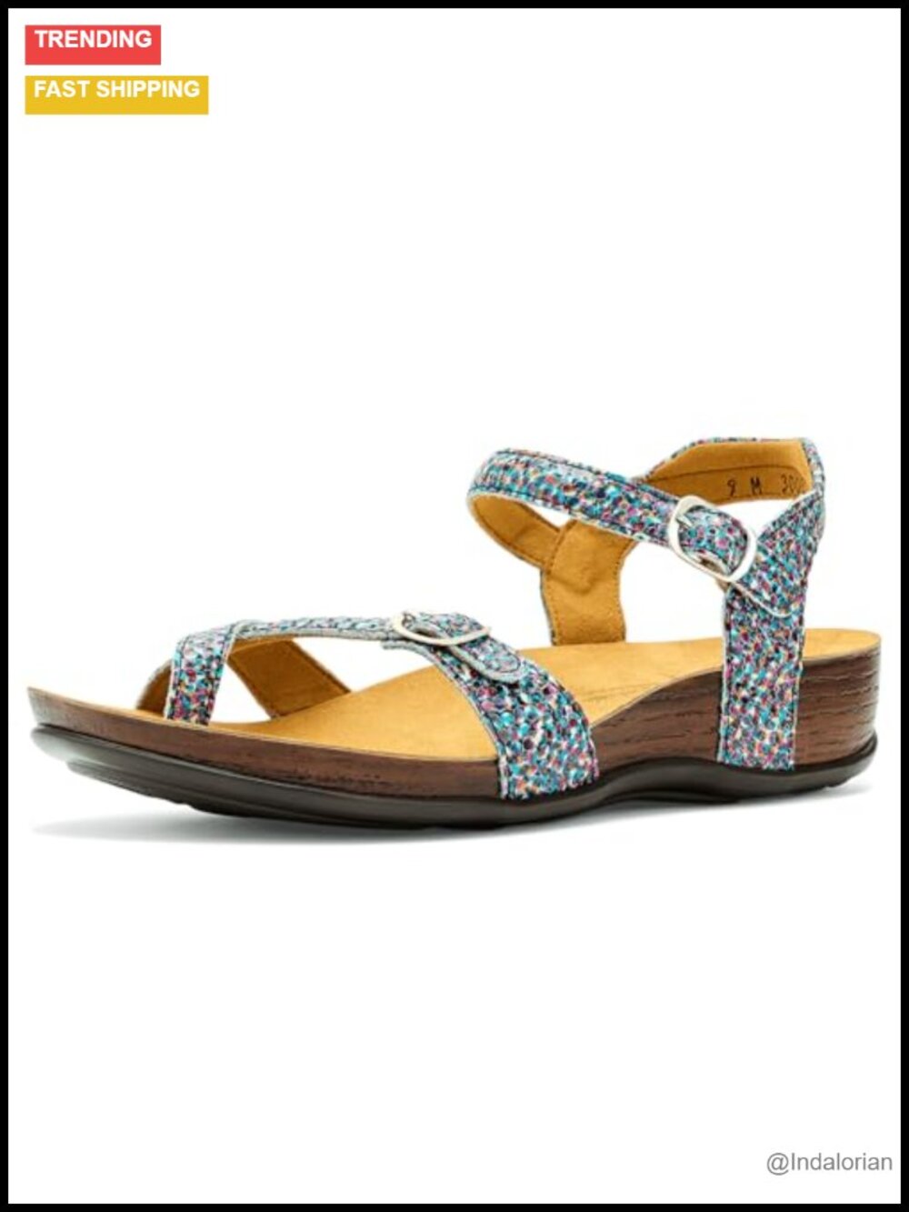 Leather Toe Loop Sandals Women's Comfort Flat Sandal Adjustable Buckle